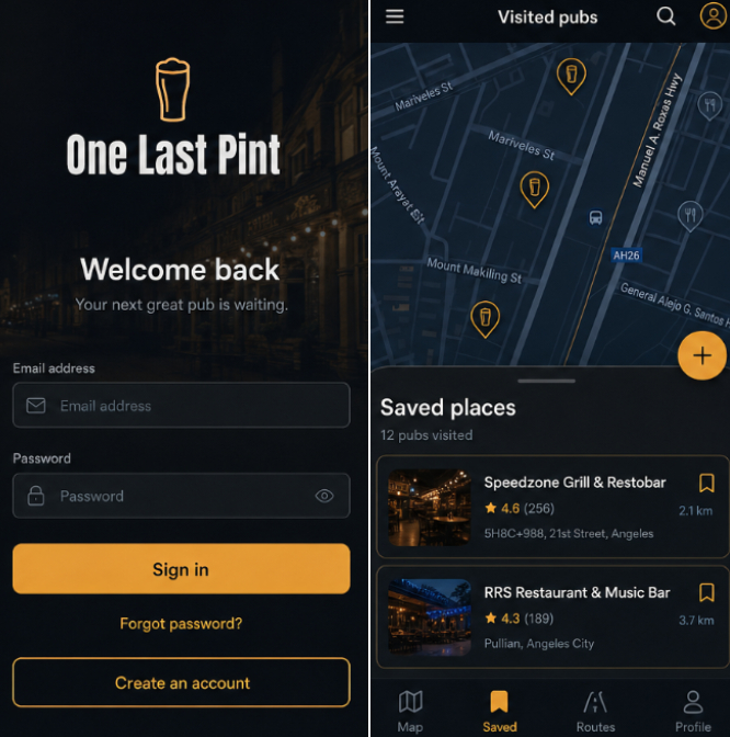 One Last Pint Mobile App project preview